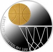 Latvia 5 Euro (100 Years of Basketball in Latvia) LATVIJAS BASKETBOLAM 100 coin obverse