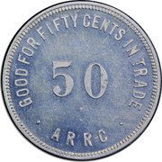 USA 50 Cents (Alaska Rural Rehabilitation Corporation) GOOD FOR FIFTY CENTS IN TRADE 50 ARRC coin obverse USA 50 Cents (Alaska Rural Rehabilitation Corporation) GOOD FOR FIFTY CENTS IN TRADE 50 ARRC coin obverse
