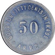 USA 50 Cents (Alaska Rural Rehabilitation Corporation) GOOD FOR FIFTY CENTS IN TRADE 50 ARRC coin reverse USA 50 Cents (Alaska Rural Rehabilitation Corporation) GOOD FOR FIFTY CENTS IN TRADE 50 ARRC coin reverse
