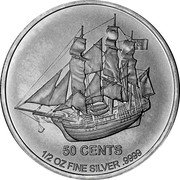 Cook Islands 50 Cents Bounty 2015 BU 50 CENTS 1/2 OZ FINE SILVER 9999 coin reverse