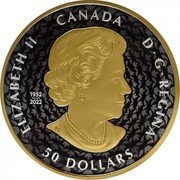 Canada 50 Dollars Peace Dollar Gilded 2024 CANADA ELIZABETH II D G REGINA SB 1952 2022 50 DOLLARS coin obverse