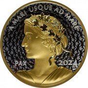 Canada 50 Dollars Peace Dollar Gilded 2024 A MARE USQUE AD MARE PAX 2024 ST coin reverse