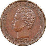 Portugal 5000 Reis (Luiz I Pattern) KM# Pn146 LUDOVICUS I PORTUG ET ALGARB REX 1865 C WIENER coin obverse Portugal 5000 Reis (Luiz I Pattern) KM# Pn146 LUDOVICUS I PORTUG ET ALGARB REX 1865 C WIENER coin obverse