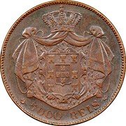 Portugal 5000 Reis (Luiz I Pattern) KM# Pn146 5000 REIS coin reverse Portugal 5000 Reis (Luiz I Pattern) KM# Pn146 5000 REIS coin reverse