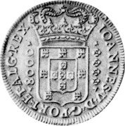 Portugal 8000 Reis (Joao V. Pattern) KM# Pn12 IOANNES V D G PORT ET ALG REX 8000 coin obverse Portugal 8000 Reis (Joao V. Pattern) KM# Pn12 IOANNES V D G PORT ET ALG REX 8000 coin obverse