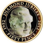 UK Fifty Pence Diamond Jubilee. Late Bust 2011  1952 DIAMOND JUBILEE 2012 FIFTY PENCE coin reverse UK Fifty Pence Diamond Jubilee. Late Bust 2011  1952 DIAMOND JUBILEE 2012 FIFTY PENCE coin reverse