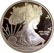 Cook Islands Half Dollar (100th Anniversary of U.S. Walking Liberty Half Dollar) LIBERTY .9999 FINE SILVER 1916 - 2016 coin reverse