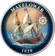 Cook Islands Half Dollar (Mayflower) MAYFLOWER 1620 coin reverse