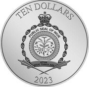 Niue Ten Dollars Fantasia 2023  Proof TEN DOLLARS PUBLIC SEAL OF NIUE ATUA NIUE TUKULAGI 2023 coin obverse Niue Ten Dollars Fantasia 2023  Proof TEN DOLLARS PUBLIC SEAL OF NIUE ATUA NIUE TUKULAGI 2023 coin obverse