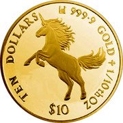 Cook Islands Ten Dollars Unicorn 2018 TEN DOLLARS 9999 GOLD 1/10TH OZ $10 coin reverse Cook Islands Ten Dollars Unicorn 2018 TEN DOLLARS 9999 GOLD 1/10TH OZ $10 coin reverse