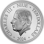 Niue Ten Dollars Year of the Dragon. Disney 2024  Proof CHARLES III NIUE TEN DOLLARS JC 2024 coin obverse Niue Ten Dollars Year of the Dragon. Disney 2024  Proof CHARLES III NIUE TEN DOLLARS JC 2024 coin obverse