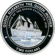 Fiji Two Dollars Launch of the Queen Elizabeth 1998 Proof QUEEN ELIZABETH THE QUEEN MOTHER LAUNCH OF THE QUEEN ELIZABETH 1938 TWO DOLLARS coin reverse Fiji Two Dollars Launch of the Queen Elizabeth 1998 Proof QUEEN ELIZABETH THE QUEEN MOTHER LAUNCH OF THE QUEEN ELIZABETH 1938 TWO DOLLARS coin reverse