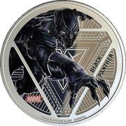 Fiji 1 Dollar (Black Panther) BLACK PANTHER MARVEL 1 OUNCE .999 SILVER ©MARVEL coin reverse Fiji 1 Dollar (Black Panther) BLACK PANTHER MARVEL 1 OUNCE .999 SILVER ©MARVEL coin reverse