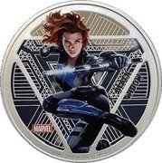 Fiji 1 Dollar (Black Widow) BLACK WIDOW MARVEL 1 OUNCE .999 SILVER ©MARVEL coin reverse Fiji 1 Dollar (Black Widow) BLACK WIDOW MARVEL 1 OUNCE .999 SILVER ©MARVEL coin reverse