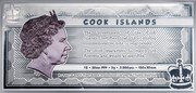 Cook Islands 1 Dollar Elizabeth II Mr. Bean 2021  Prooflike COOK ISLANDS THE GOVERNMENT OF THE COOK ISLANDS CERTIFIES THAT THIS MINTED COMMEMORATIVE NOTE IS LEGAL TENDER. THE MINT GUARANTEES TO MATCH THE FINENESS AND WEIGHT AS SPECIFIED. 1$ SILVER .999 5G 3'000 PCS 150X70 MM IRB MR BEAN ™ AND © TIGER ASPECT PRODUCTIONS LTD 1990 ALL RIGHTS RESERVED coin obverse