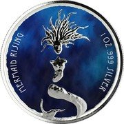 Fiji 1 Dollar Mermaid Rising. Coloured 2018  KM# 710 MERMAID RISING 1 OZ .999 SILVER coin reverse