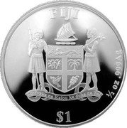 Fiji 1 Dollar (Niagara Falls) FIJI REREVAKA NA KALOU KA DOKA NA TUI 1/2 OZ .999AG $1 coin obverse
