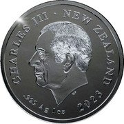 New Zealand 1 Dollar (Queen Elizabeth II Memorial) CHARLES III NEW ZEALAND SJF .999 AG 1OZ 2023 coin obverse New Zealand 1 Dollar (Queen Elizabeth II Memorial) CHARLES III NEW ZEALAND SJF .999 AG 1OZ 2023 coin obverse