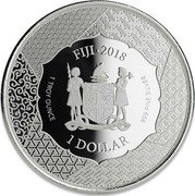 Fiji 1 Dollar Samurai Archives 2018  KM# 712 FIJI 2018 1 DOLLAR 1 TROY OUNCE 999 FINE SILVER coin obverse