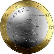 Croatia 1 Euro Circulation Coin 2023 HRVATSKA 2023. coin obverse Croatia 1 Euro Circulation Coin 2023 HRVATSKA 2023. coin obverse
