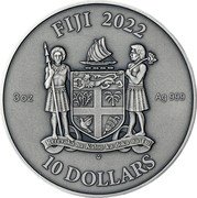 Fiji 10 Dollars Art Nouveau 2022 AM FIJI 2022 REREVAKA NA KALOU KA DOKA NA TUI 3 OZ AG 999 AM 10 DOLLARS coin obverse Fiji 10 Dollars Art Nouveau 2022 AM FIJI 2022 REREVAKA NA KALOU KA DOKA NA TUI 3 OZ AG 999 AM 10 DOLLARS coin obverse