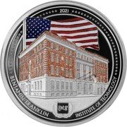 Cook Islands 10 Dollars Elizabeth II Benjamin Franklin 2021  Proof 2021 MS BENJAMIN FRANKLIN INSTITUTE OF TECHNOLOGY coin reverse