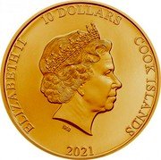 Cook Islands 10 Dollars Elizabeth II Kumamon 2021  Proof ELIZABETH II 10 DOLLARS COOK ISLANDS IRB 2021 coin obverse