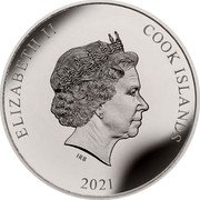 Cook Islands 10 Dollars (Elizabeth II Shinkansen E4 Series) ELIZABETH II COOK ISLANDS IRB 2021 coin obverse