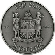 Fiji 10 Dollars (Gothic Art) FIJI 2019 3 OZ AG 999 10 DOLLARS coin obverse