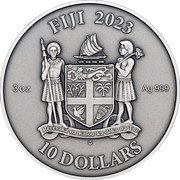 Fiji 10 Dollars Indian Art 2023 AM FIJI 2023 REREVAKA NA KALOU KA DOKA NA TUI 3 OZ AG 999 AM 10 DOLLARS coin obverse