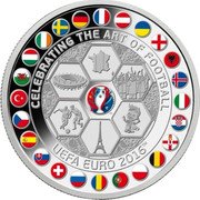 Fiji 10 Dollars (UEFA EURO Championship Art of Football) CELEBRATING THE ART OF FOOTBAL UEFA EURO 2016 coin reverse
