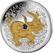 Fiji 10 Dollars (Year of the Ox. Blue Freshwater Pearl) YEAR OF THE OX 2021 coin reverse Fiji 10 Dollars (Year of the Ox. Blue Freshwater Pearl) YEAR OF THE OX 2021 coin reverse