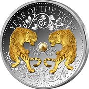 Fiji 10 Dollars (Year of the Rabbit. Glossy Apricot Freshwater Pearl) YEAR OF THE TIGER 2022 coin reverse Fiji 10 Dollars (Year of the Rabbit. Glossy Apricot Freshwater Pearl) YEAR OF THE TIGER 2022 coin reverse