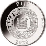 Fiji 10 Dollars (Year of the Rat. Green Freshwater Pearl) FIJI 2020 REREVAKA NA KALOU KA DOKA NA TUI 1 OZ AG 999 coin obverse Fiji 10 Dollars (Year of the Rat. Green Freshwater Pearl) FIJI 2020 REREVAKA NA KALOU KA DOKA NA TUI 1 OZ AG 999 coin obverse