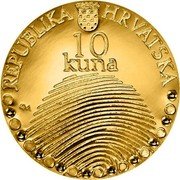 Croatia 10 Kuna 200th Anniversary of Birth of Louis Braille 2010 Proof KM# 94 REPUBLIKA HRVATSKA 10 KUNA ᗡM coin obverse Croatia 10 Kuna 200th Anniversary of Birth of Louis Braille 2010 Proof KM# 94 REPUBLIKA HRVATSKA 10 KUNA ᗡM coin obverse