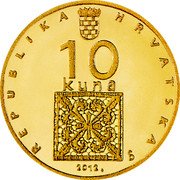 Croatia 10 Kuna Lace-making in Croatia 2012 Proof KM# 100 REPUBLIKA HRVATSKA 10 KUNA 2012. coin obverse Croatia 10 Kuna Lace-making in Croatia 2012 Proof KM# 100 REPUBLIKA HRVATSKA 10 KUNA 2012. coin obverse