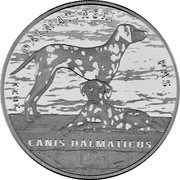 Croatia 10 Kuna Dalmatian Dog 2021  KM# 124 2021 DALMATINSKI PAS CANIS DALMATICUS coin reverse Croatia 10 Kuna Dalmatian Dog 2021  KM# 124 2021 DALMATINSKI PAS CANIS DALMATICUS coin reverse