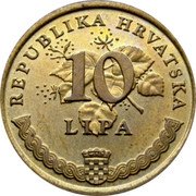 Croatia 10 Lipa 50 Years of the United Nations 1995 KM# 38 REPUBLIKA HRVATSKA 10 LIPA coin obverse Croatia 10 Lipa 50 Years of the United Nations 1995 KM# 38 REPUBLIKA HRVATSKA 10 LIPA coin obverse