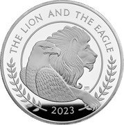 UK 10 Pounds (The British Lion and The American Eagle) 2023 THE LION AND THE EAGLE JM coin reverse UK 10 Pounds (The British Lion and The American Eagle) 2023 THE LION AND THE EAGLE JM coin reverse