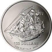 Cook Islands 100 Dollars (HMS Bounty) 100 DOLLARS 1 OZ PLATINUM .9995 coin reverse Cook Islands 100 Dollars (HMS Bounty) 100 DOLLARS 1 OZ PLATINUM .9995 coin reverse