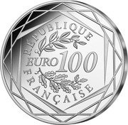 France 100 Euro (Centenary of the Death of Gustave Eiffel) RÉPUBLIQUE EURO 100 FRANÇAISE coin obverse