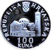 Croatia 100 Kuna 900th Anniversary of the Zagreb Diocese and the City of Zagreb 1994 Proof KM# 25.2 REPUBLIKA HRVATSKA 100 KUNA II coin obverse Croatia 100 Kuna 900th Anniversary of the Zagreb Diocese and the City of Zagreb 1994 Proof KM# 25.2 REPUBLIKA HRVATSKA 100 KUNA II coin obverse