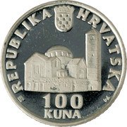 Croatia 100 Kuna 900th Anniversary of the Zagreb Diocese and the City of Zagreb 1994 Proof KM# 25.1 REPUBLIKA HRVATSKA 100 KUNA coin obverse Croatia 100 Kuna 900th Anniversary of the Zagreb Diocese and the City of Zagreb 1994 Proof KM# 25.1 REPUBLIKA HRVATSKA 100 KUNA coin obverse