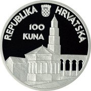 Croatia 100 Kuna 1700th Anniversary of City of Split 1995 Proof KM# 50 REPUBLIKA HRVATSKA 100 KUNA coin obverse Croatia 100 Kuna 1700th Anniversary of City of Split 1995 Proof KM# 50 REPUBLIKA HRVATSKA 100 KUNA coin obverse
