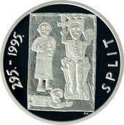 Croatia 100 Kuna 1700th Anniversary of City of Split 1995 Proof KM# 50 295.-1995. SPLIT KH coin reverse Croatia 100 Kuna 1700th Anniversary of City of Split 1995 Proof KM# 50 295.-1995. SPLIT KH coin reverse