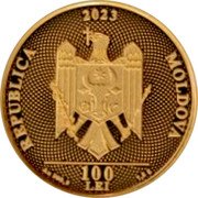 Moldova 100 Lei Anniversary of the National Currency 2023  Proof REPUBLICA 2023 MOLDOVA 100 AU 999.9 LEI 7,8 G coin obverse Moldova 100 Lei Anniversary of the National Currency 2023  Proof REPUBLICA 2023 MOLDOVA 100 AU 999.9 LEI 7,8 G coin obverse