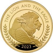 UK 100 Pounds (The British Lion and The American Eagle) 2023 THE LION AND THE EAGLE JM coin reverse UK 100 Pounds (The British Lion and The American Eagle) 2023 THE LION AND THE EAGLE JM coin reverse