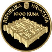 Croatia 1000 Kuna 1700th Anniversary of City of Split 1995 Proof KM# 53 REPUBLIKA HRVATSKA 1000 KUNA coin obverse