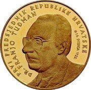 Croatia 1000 Kuna First Croatian President dr. Franjo Tudman 1997 Proof KM# 61 PRVI PREDSJEDNIK REPUBLIKE HRVATSKE DR. FRANJO TUĐMAN 14. SVIBNJA 1922. coin reverse