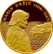 Croatia 1000 Kuna 500th Anniversary of the Birth of Marin Drzic 2008 Proof KM# 92 MARIN DRŽIĆ 1508.-1567. coin reverse